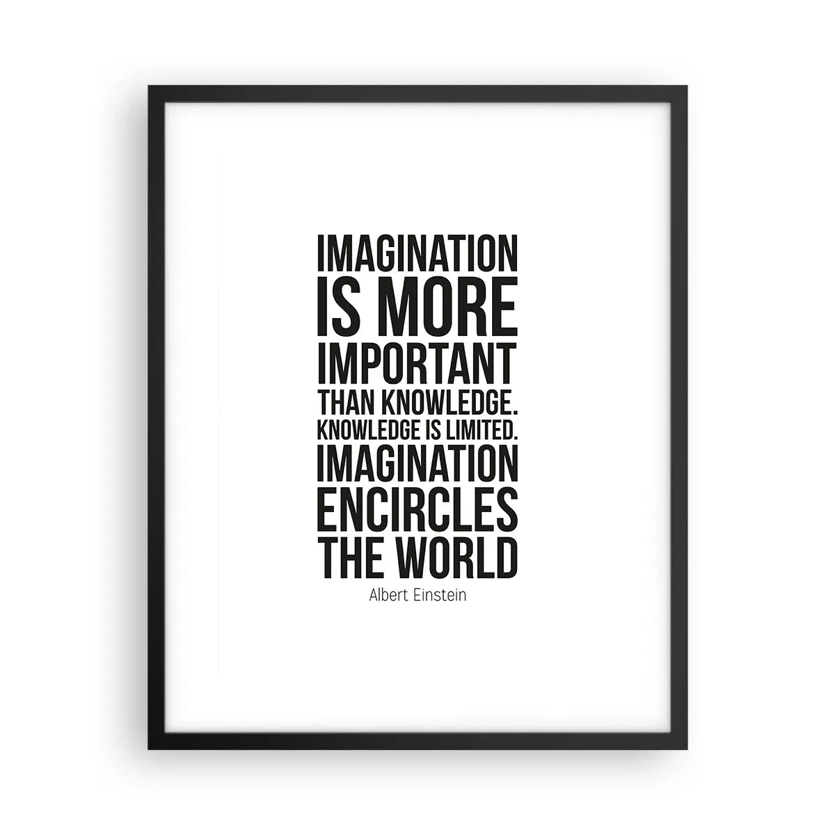 Plakat i sort ramme - Einstein om fantasiens kraft - 40x50 cm