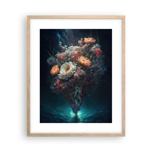 Plakat i ramme af lyst egetræ - Mærkelig have - 40x50 cm