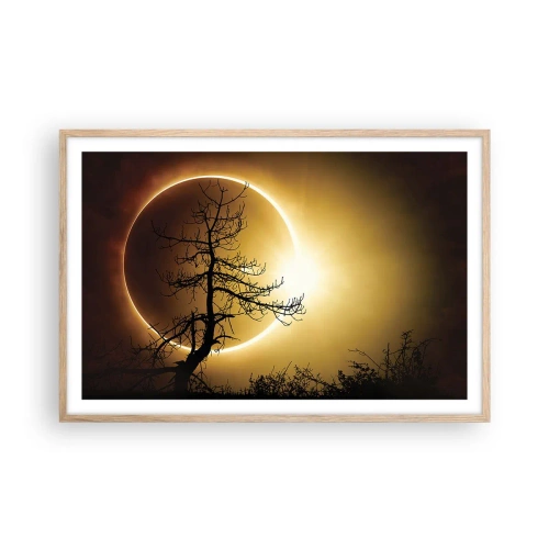 Plakat i ramme af lyst egetræ - Total formørkelse - 91x61 cm