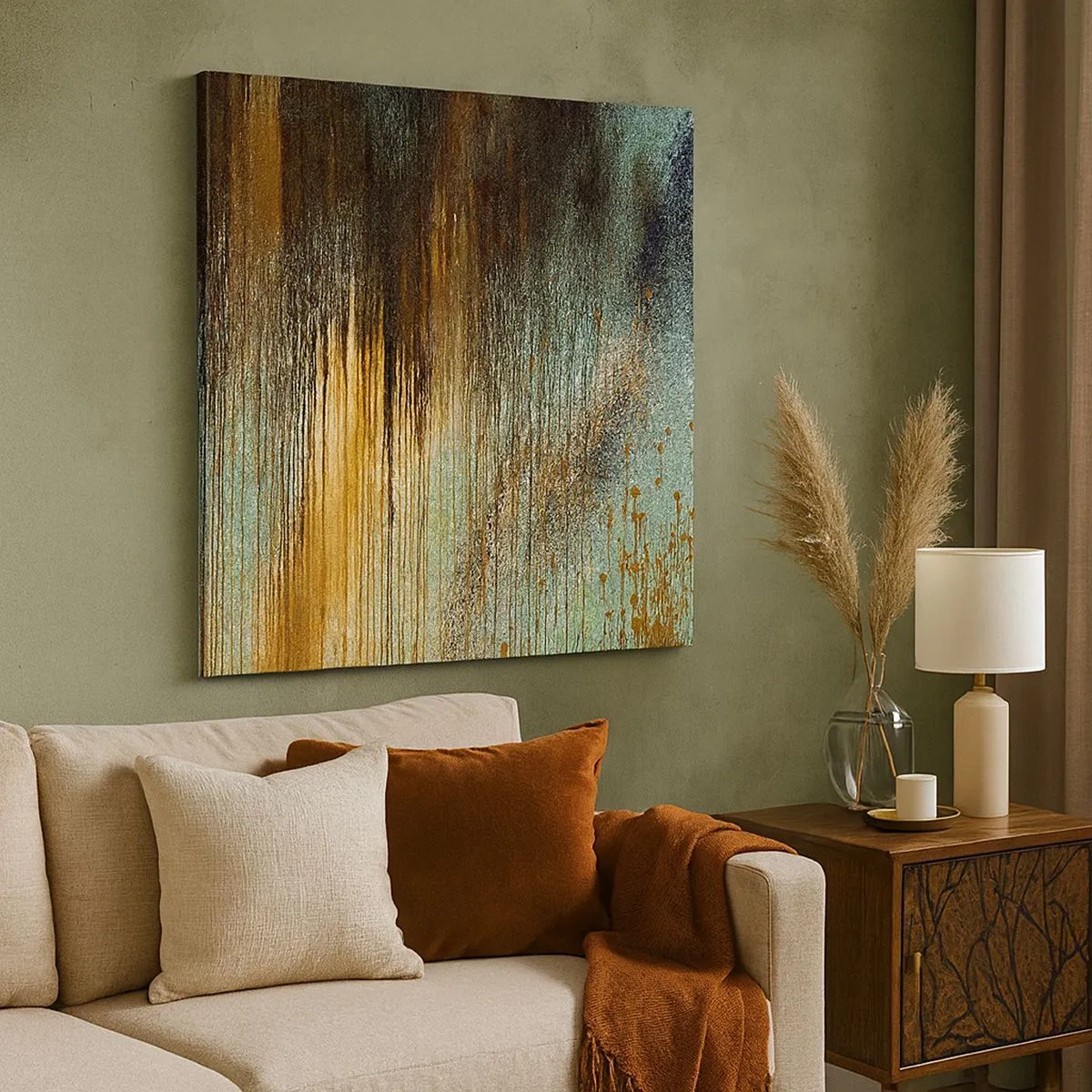 Lærredstryk - Billede på lærred - En utilsigtet farverig komposition - 30x30 cm