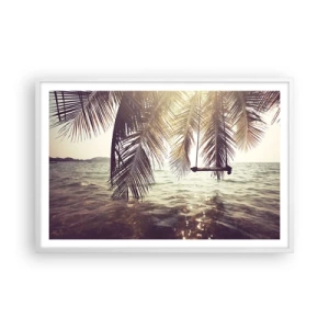 Plakat i hvid ramme - Du kan svæve i skyerne efter behag - 91x61 cm