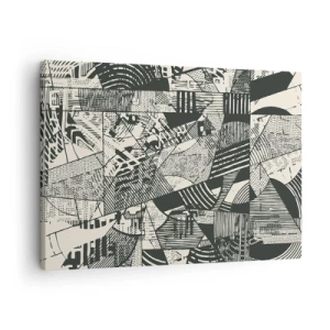 Lærredstryk - Billede på lærred - Geometriske abstrakte mønstre i grønne nuancer på en lys baggrund - 70x50cm - Nutidens dynamik - Moderne vægdekoration til stue og soveværelse ARTTOR