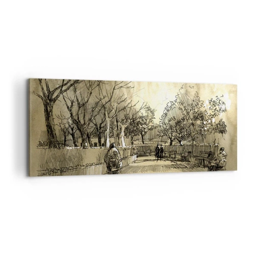 Lærredstryk - Billede på lærred - Et øjeblik med fjer - 100x40 cm