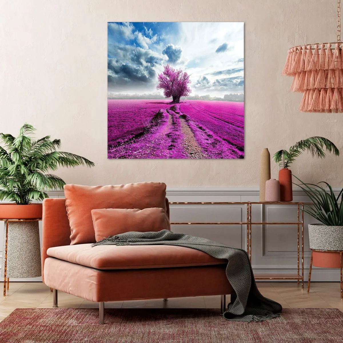 Lærredstryk - Billede på lærred - Hedeslette - charmerende - 50x50 cm