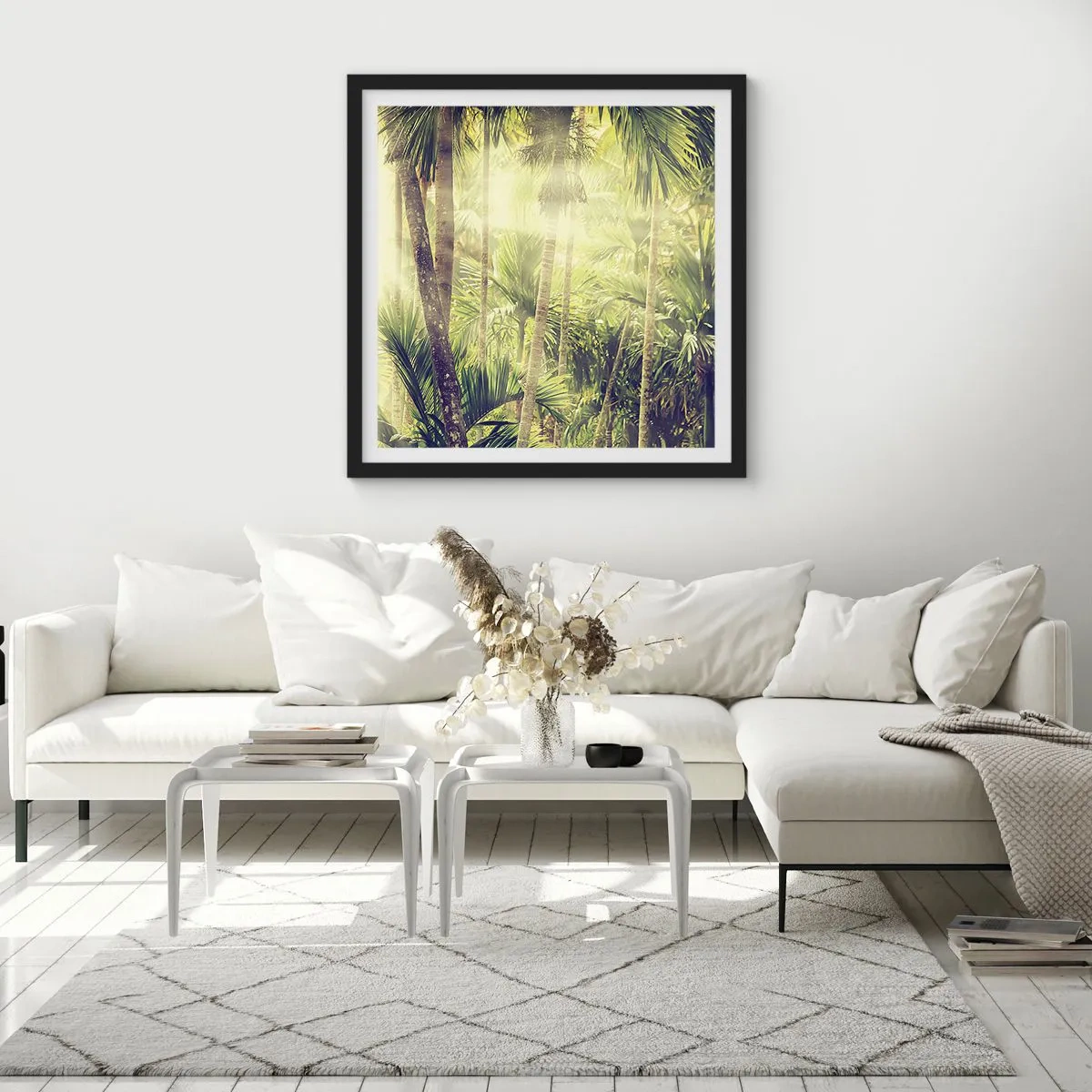 Plakat i sort ramme - I grønne gløder - 50x50 cm