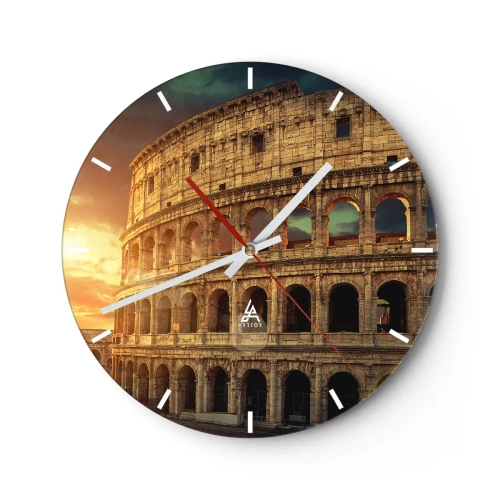 Vægur, Uret - Colosseum i Rom ved solnedgang - 30x30cm - Kolossalt indtryk - Moderne vægdekoration til stue, køkken og soveværelse ARTTOR
