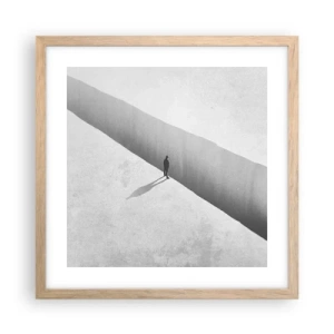 Plakat i ramme af lyst egetræ - Lys destination - 40x40 cm