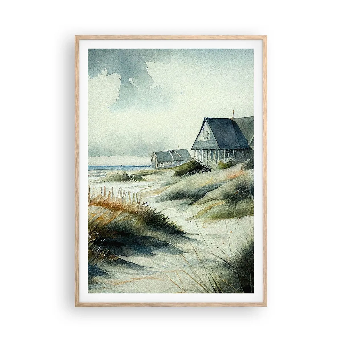 Plakat i ramme af lyst egetræ - Væk fra trængsel og travlhed - 70x100 cm