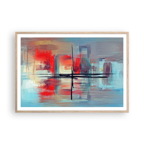 Plakat i ramme af lyst egetræ - Landskab i en ukendt dimension - 100x70 cm