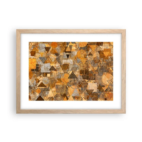 Plakat i ramme af lyst egetræ - Verden i form - 40x30 cm