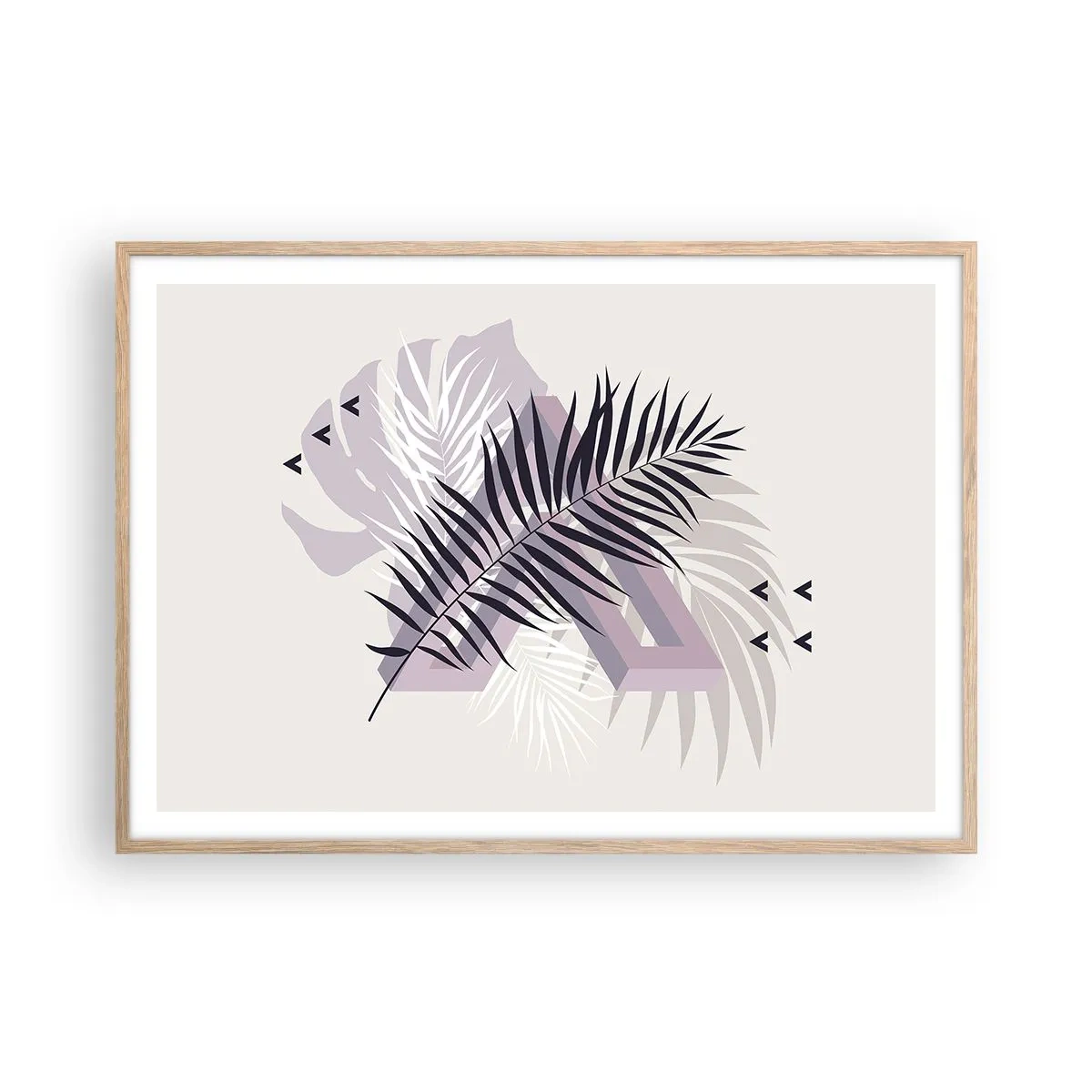 Plakat i ramme af lyst egetræ - Skygge af en skygge - 100x70 cm