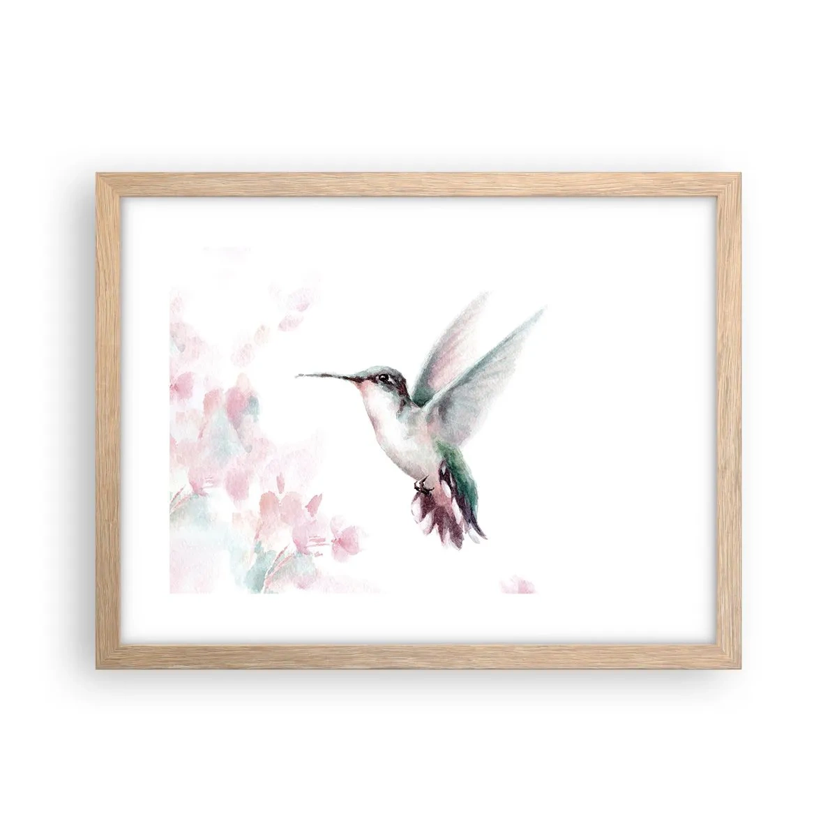 Plakat i ramme af lyst egetræ - Stoppet i flagren - 40x30 cm