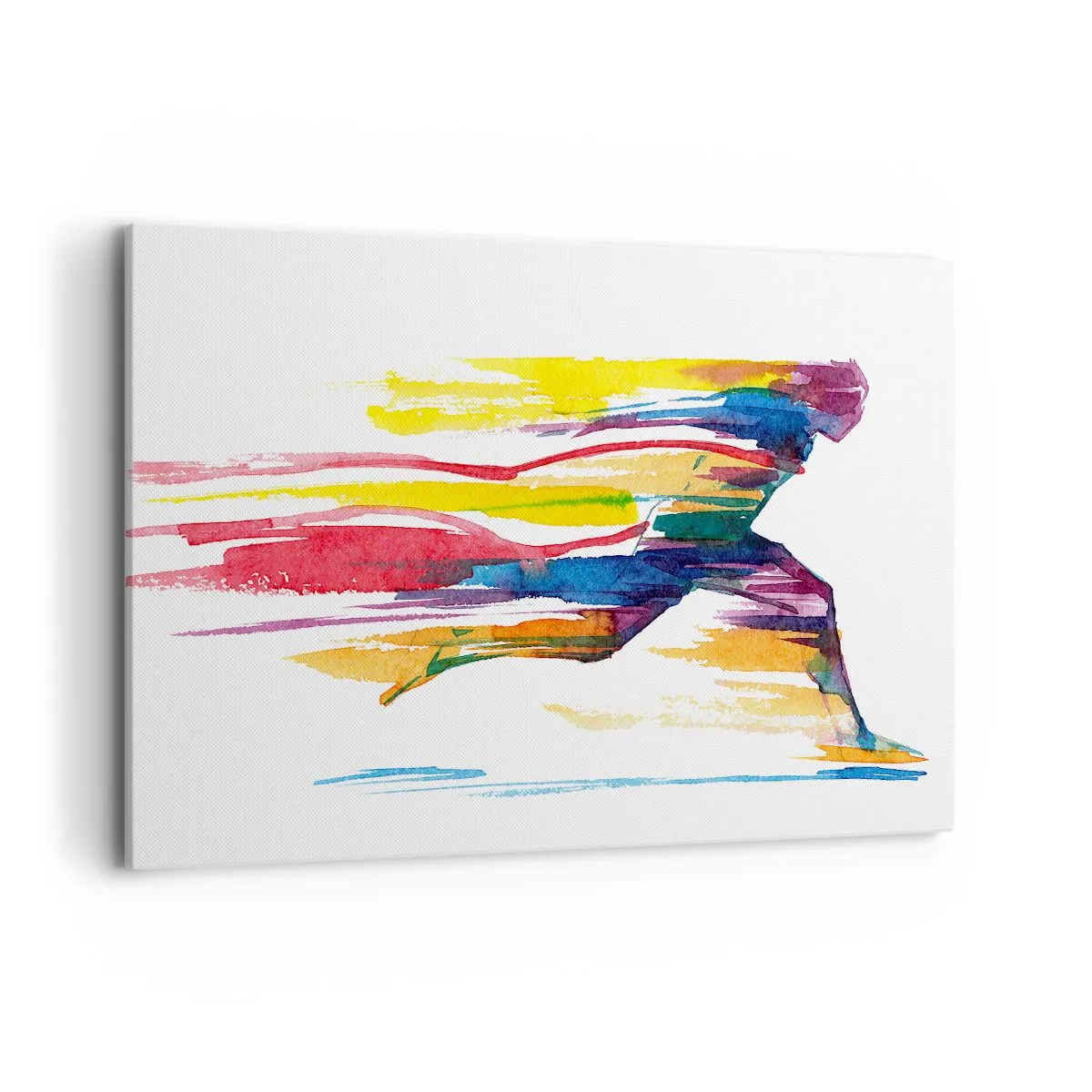 Lærredstryk - Billede på lærred - Løb over regnbuen - 100x70 cm