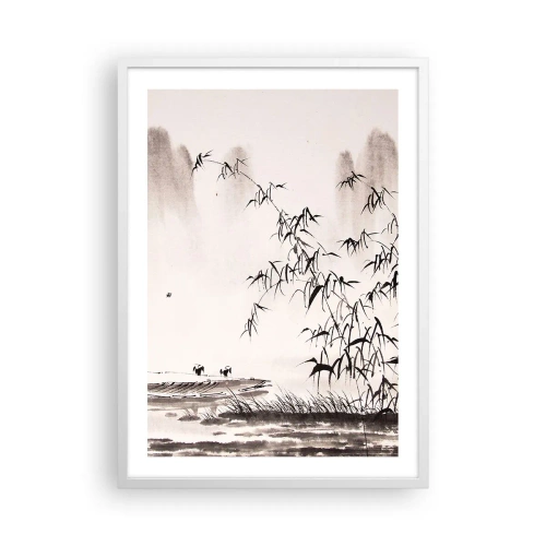 Plakat i hvid ramme - Stilhed i rismarkerne - 50x70 cm