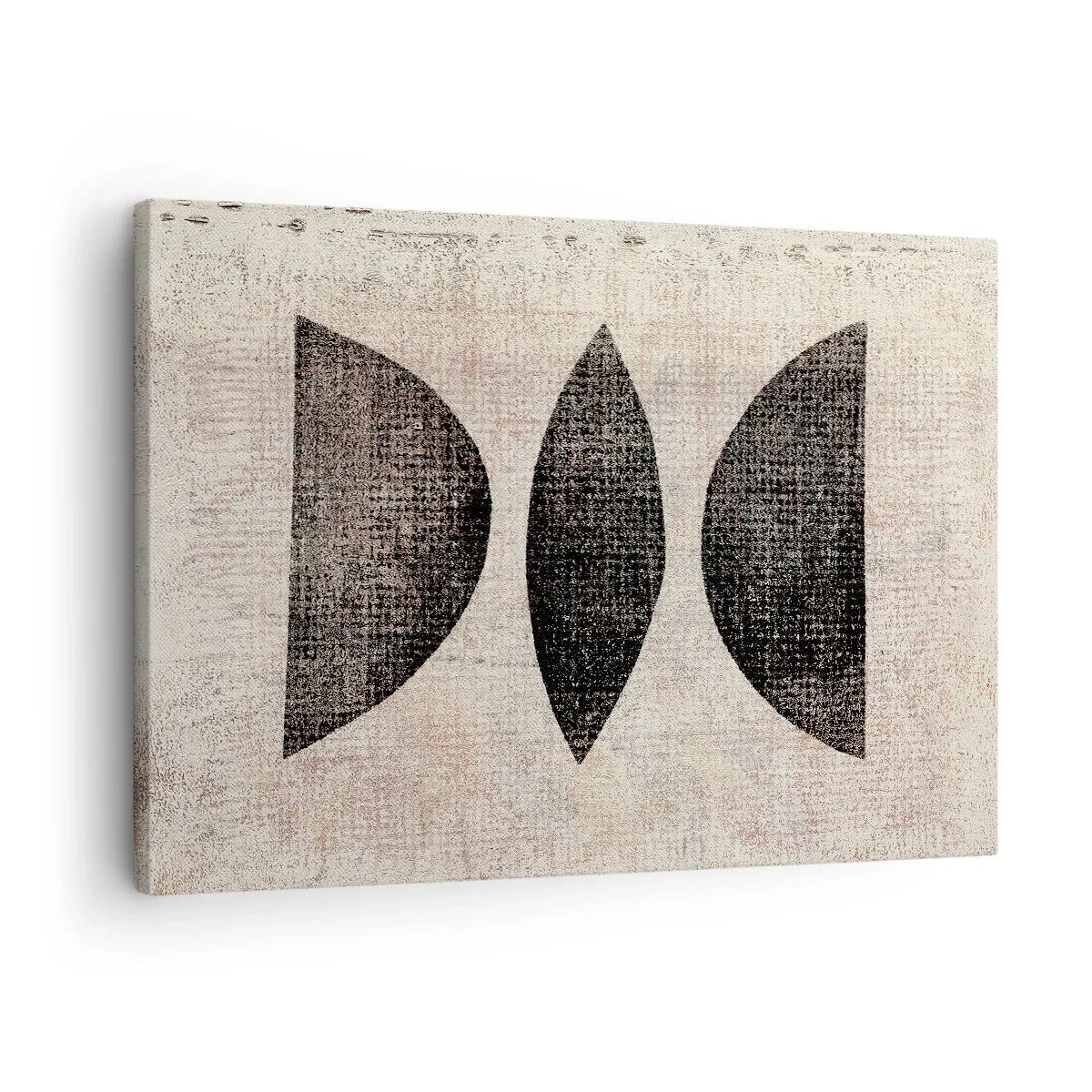 Lærredstryk - Billede på lærred - Etniske former i mørke toner på en lys baggrund - 70x50cm - Etnisk abstraktion - Moderne vægdekoration til stue og soveværelse ARTTOR