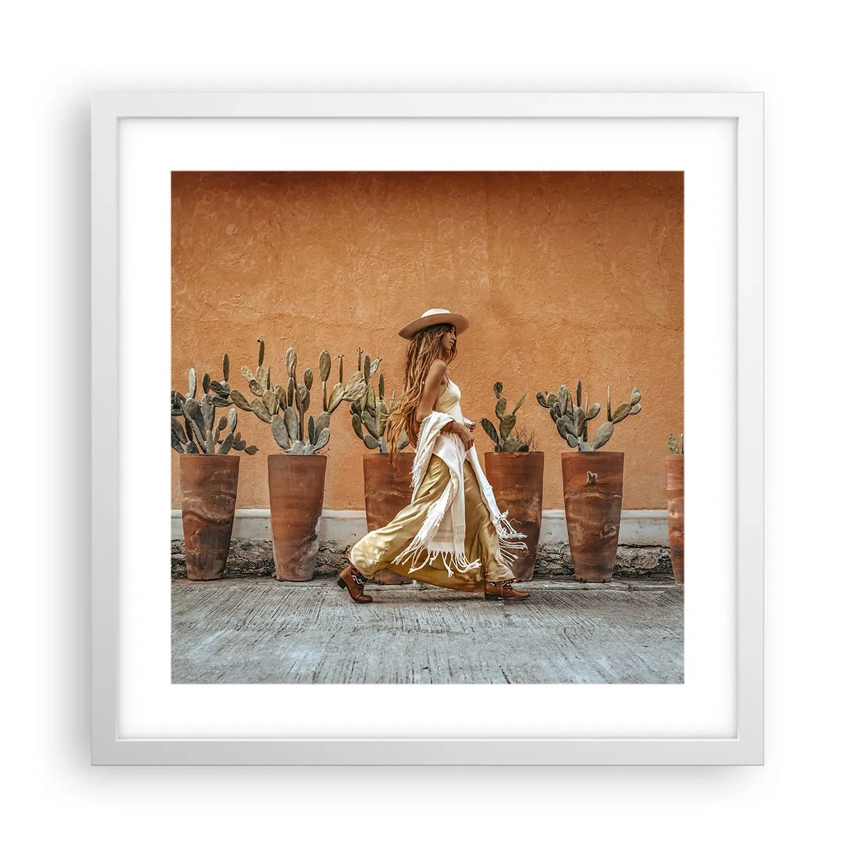 Plakat i hvid ramme - I en hippieagtig stil - 40x40 cm