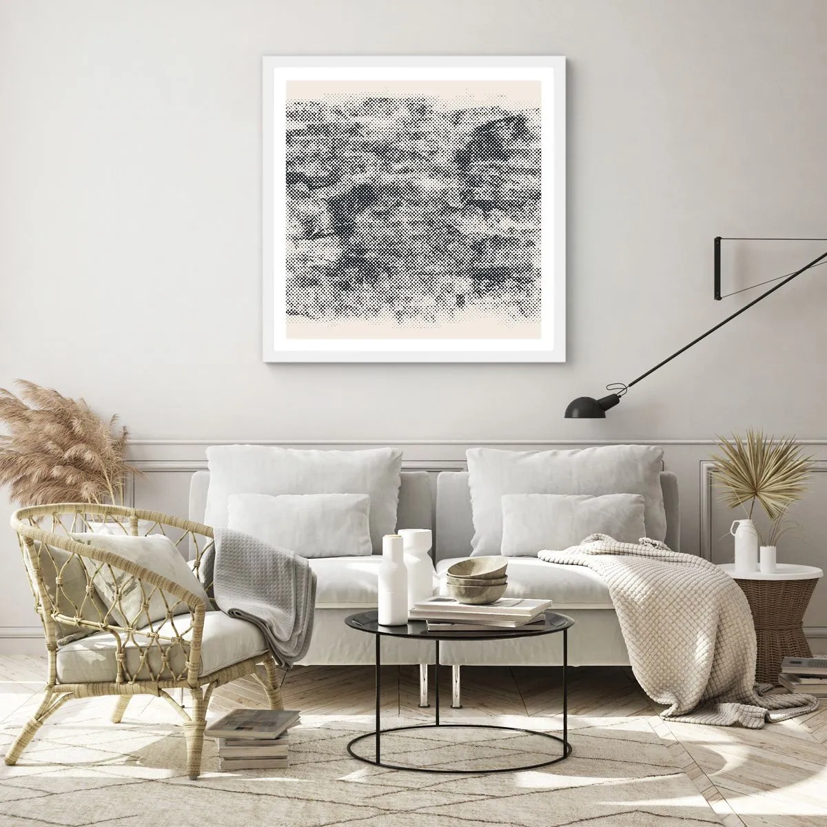 Plakat i hvid ramme - Tågeagtig sammensætning - 40x40 cm