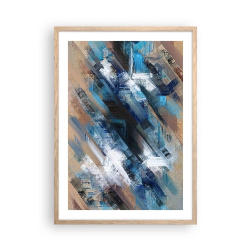 Plakat i ramme af lyst egetræ - På en blå skråning - 50x70 cm