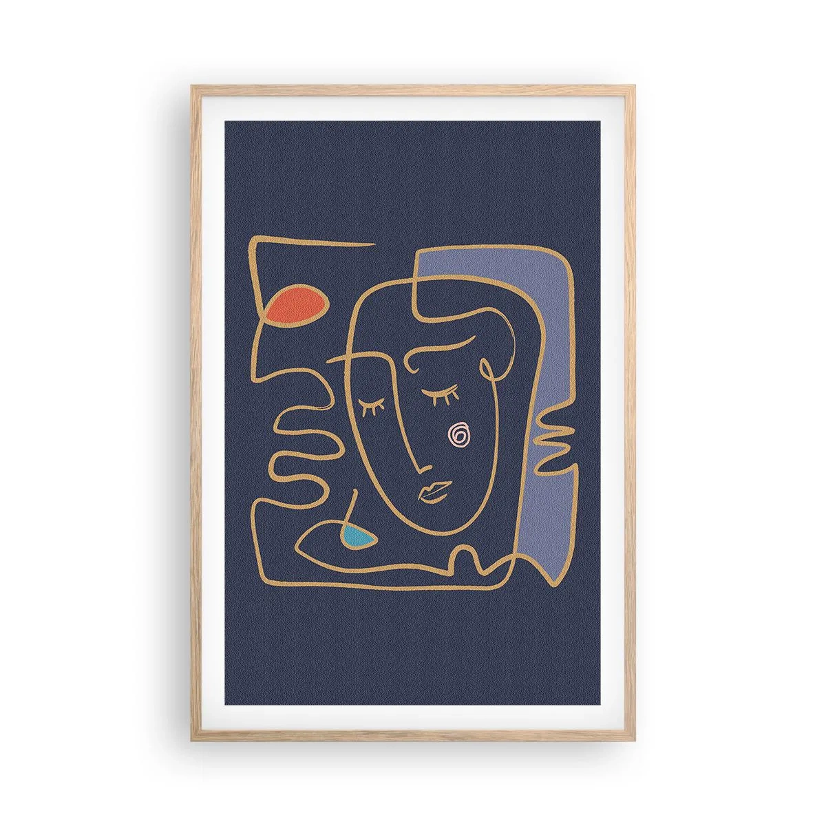 Plakat i ramme af lyst egetræ - I drømmerier - 61x91 cm