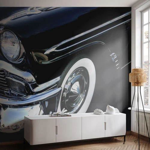 Fototapet på mål Premium Sand - Klassikere i sølv, sort og hvid - Automotive, Bil, Hvid og sort