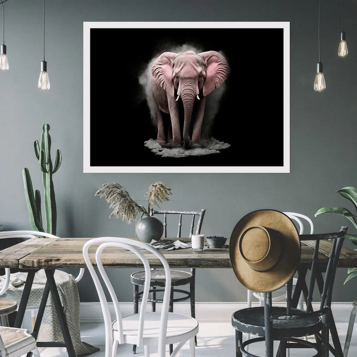 Plakat - Tænk ikke på en lyserød elefant! - 50x40 cm