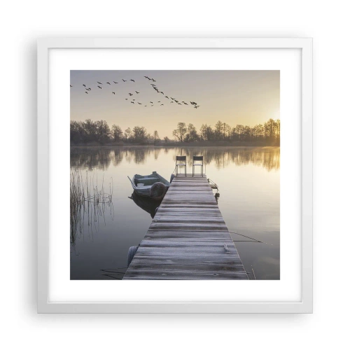 Plakat i hvid ramme - Jeg kommer tilbage om et stykke tid - 40x40 cm