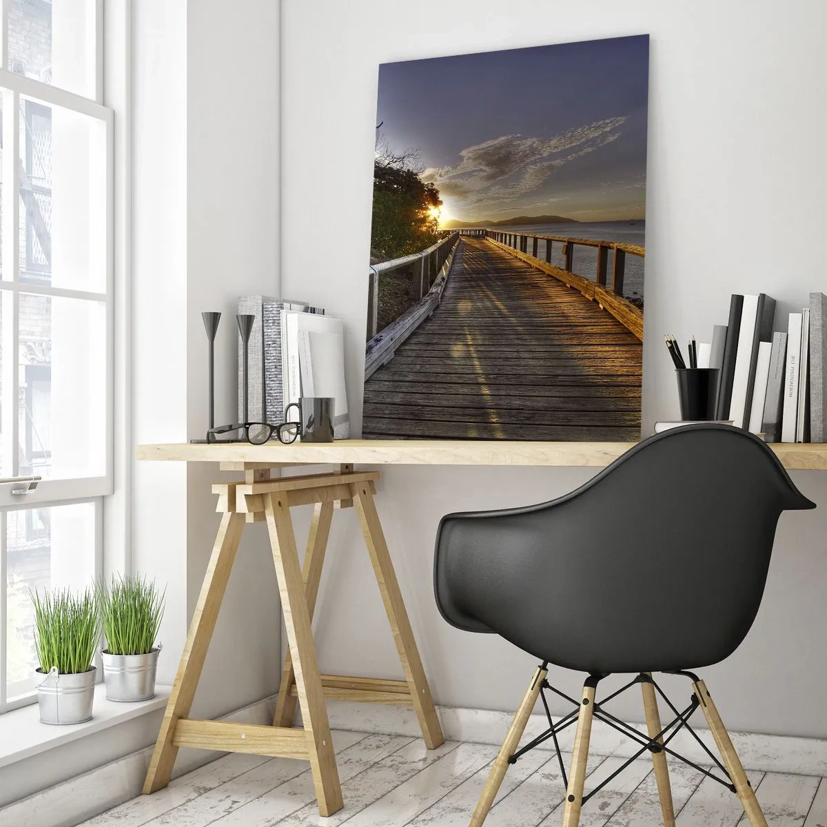 Billede på glas - Gå, bliv ved med at gå mod solen - 80x120 cm