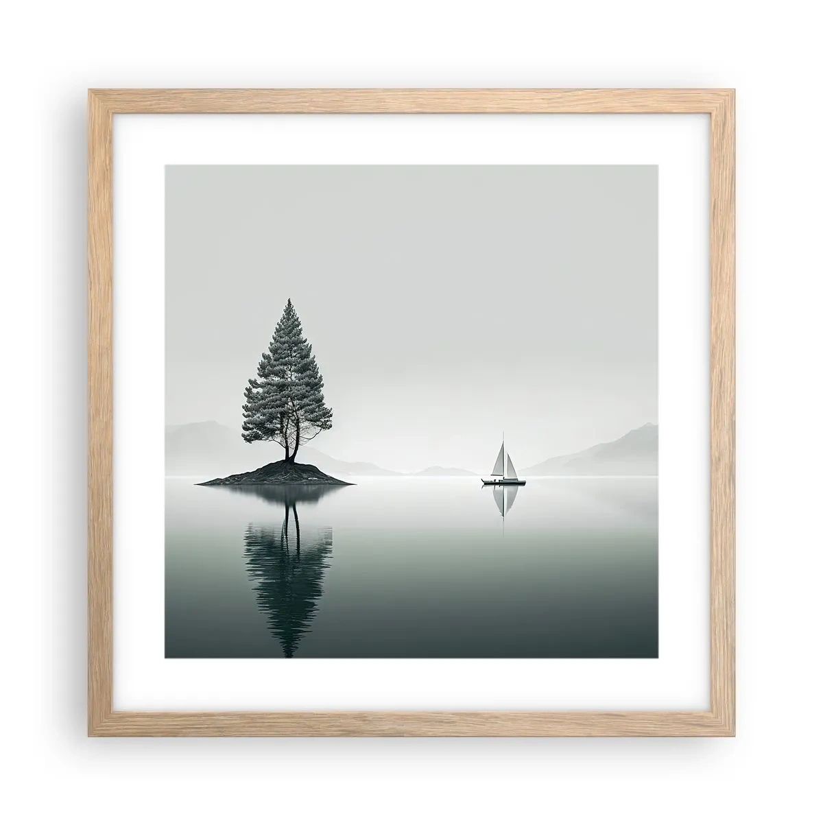 Plakat i ramme af lyst egetræ - En drøm - 40x40 cm