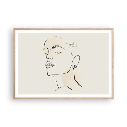 Plakat i ramme af lyst egetræ - Et stolt blik - 100x70 cm