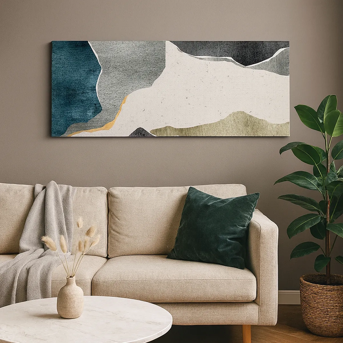 Lærredstryk - Billede på lærred - Mosaikkomposition med en streng af guld - 30x30 cm