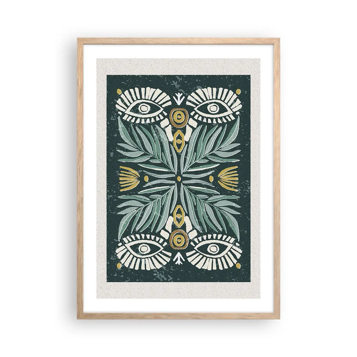 Plakat i ramme af lyst egetræ - Som en folkeudskæring - 50x70 cm