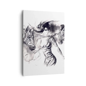 Lærredstryk - Billede på lærred - Danser med zebraer - 50x70 cm