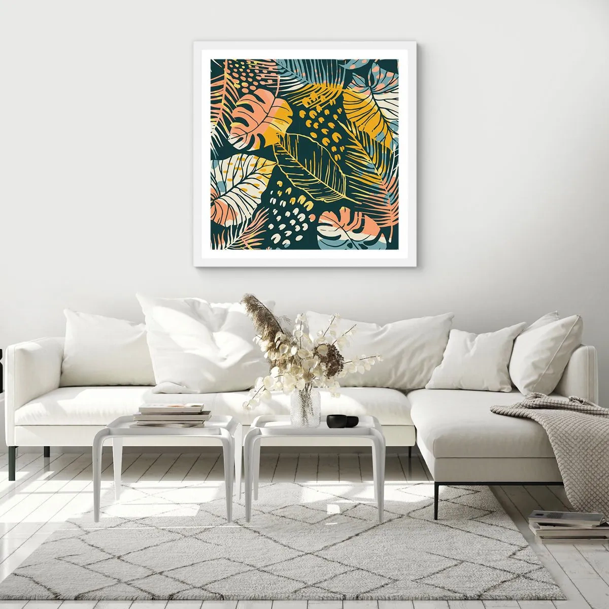 Plakat i hvid ramme - Løvrig fantasi - 60x60 cm