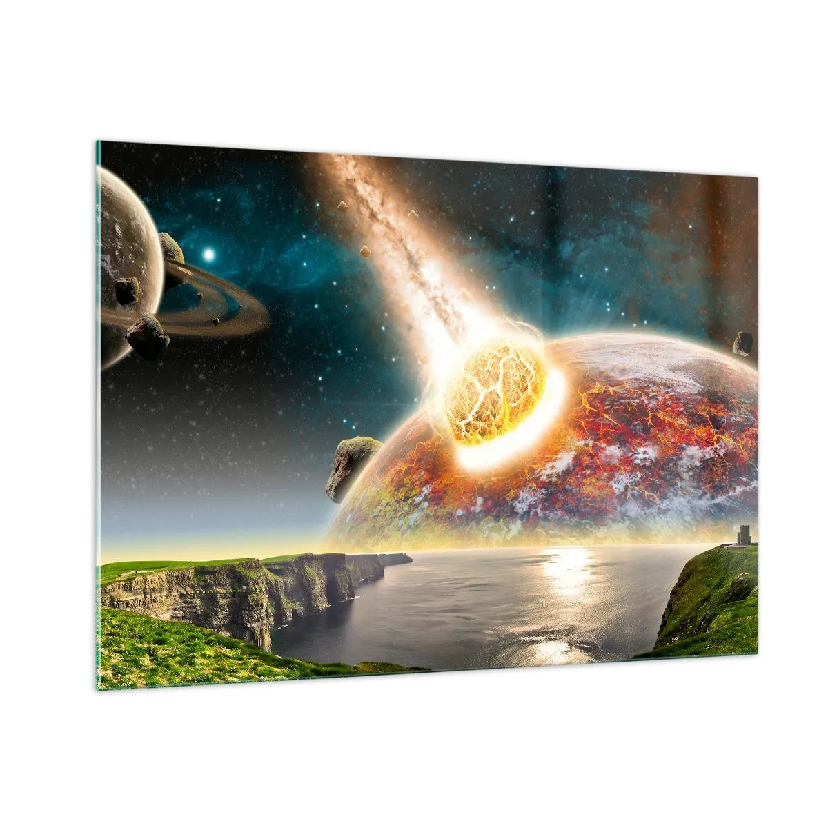 Billede på glas - Kosmisk drama - 100x70 cm