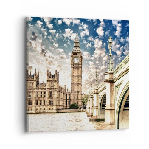 Lærredstryk - Billede på lærred - Fjeragtige skyer over Themsen - 30x30 cm