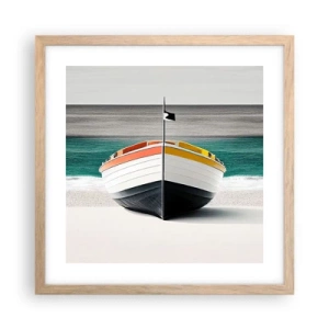 Plakat i ramme af lyst egetræ - På sin plads - 40x40 cm