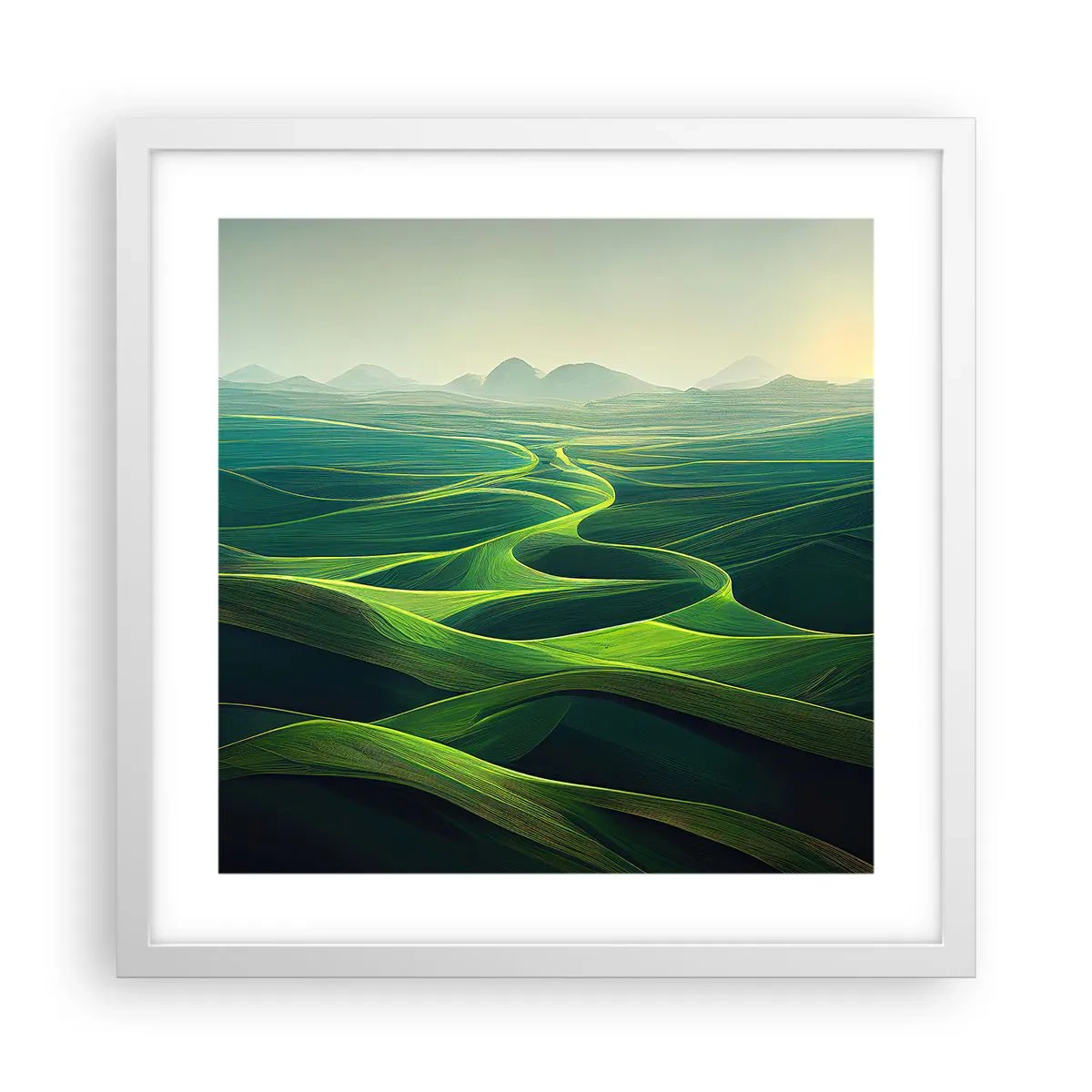 Plakat i hvid ramme - I grønne dale - 40x40 cm