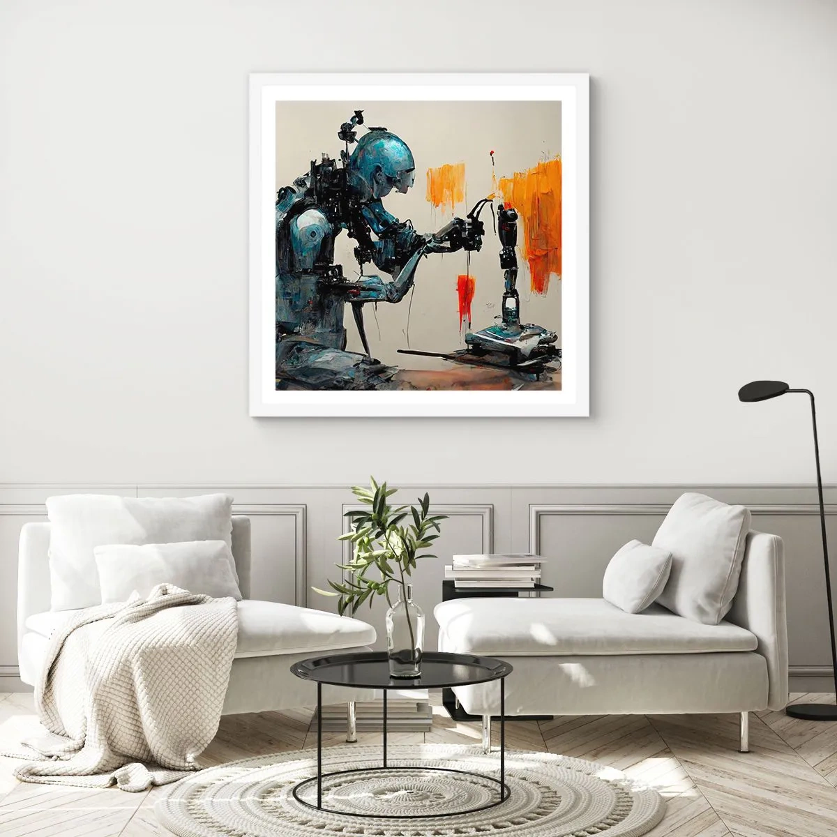 Plakat i hvid ramme - Kommer i morgen... - 40x40 cm