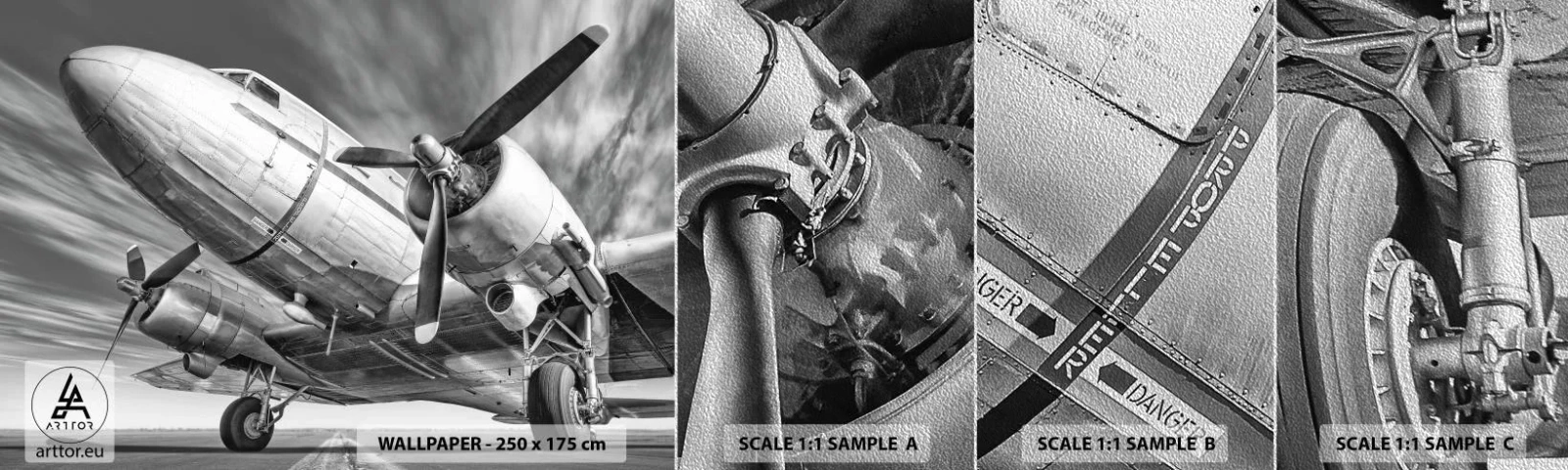 Prøve Fototapet Premium Sand - Altid klar til at flyve - Fly, Retro, Fly - 100x30 cm