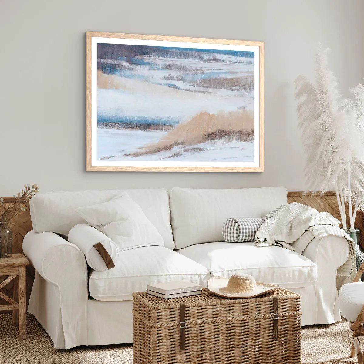 Plakat i ramme af lyst egetræ - Vinterkomposition - 40x30 cm