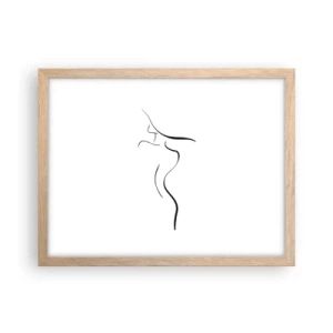 Plakat i ramme af lyst egetræ - Flygtig som en bølge - 40x30 cm