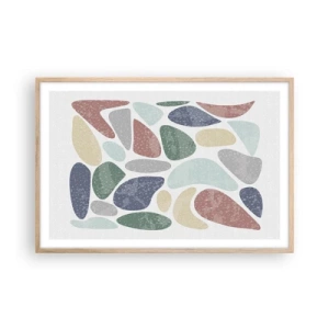 Plakat i ramme af lyst egetræ - Mosaik af pulveriserede farver - 91x61 cm