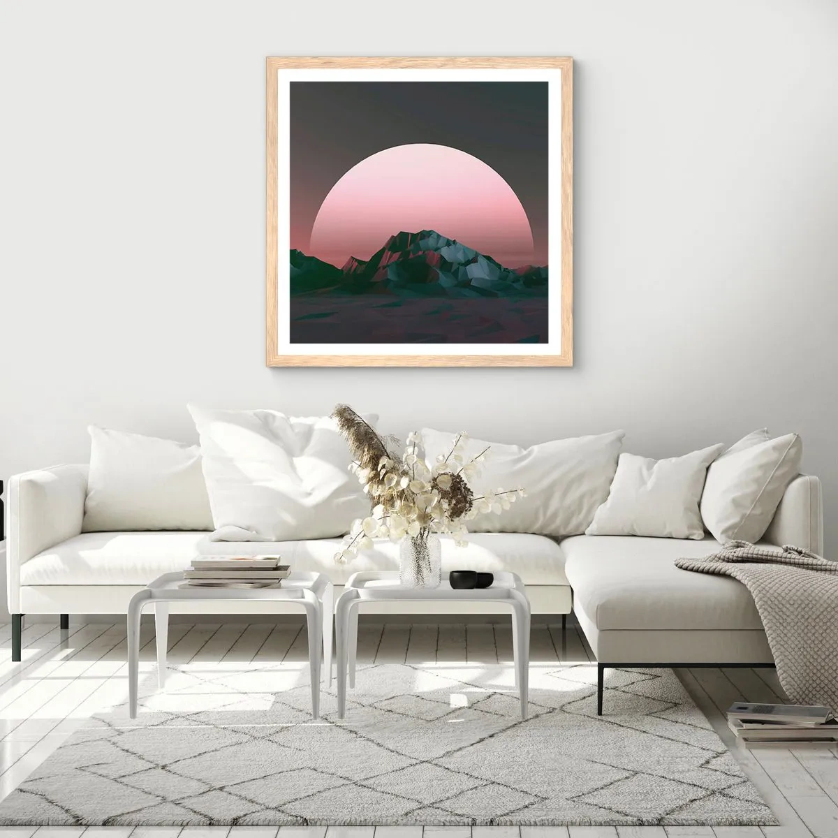 Plakat i ramme af lyst egetræ - I en nabogalakse - 50x50 cm