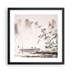 Plakat i sort ramme - Stilhed i rismarkerne - 40x40 cm