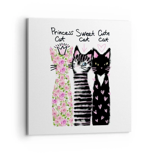 Lærredstryk - Billede på lærred - Der var tre katte - 70x70 cm