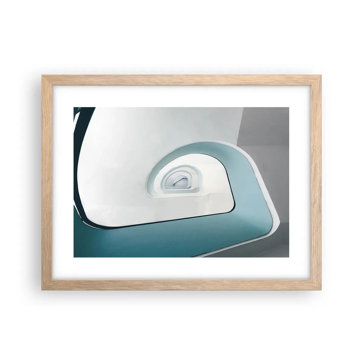 Plakat i ramme af lyst egetræ - Til bunden af det blå - 40x30 cm