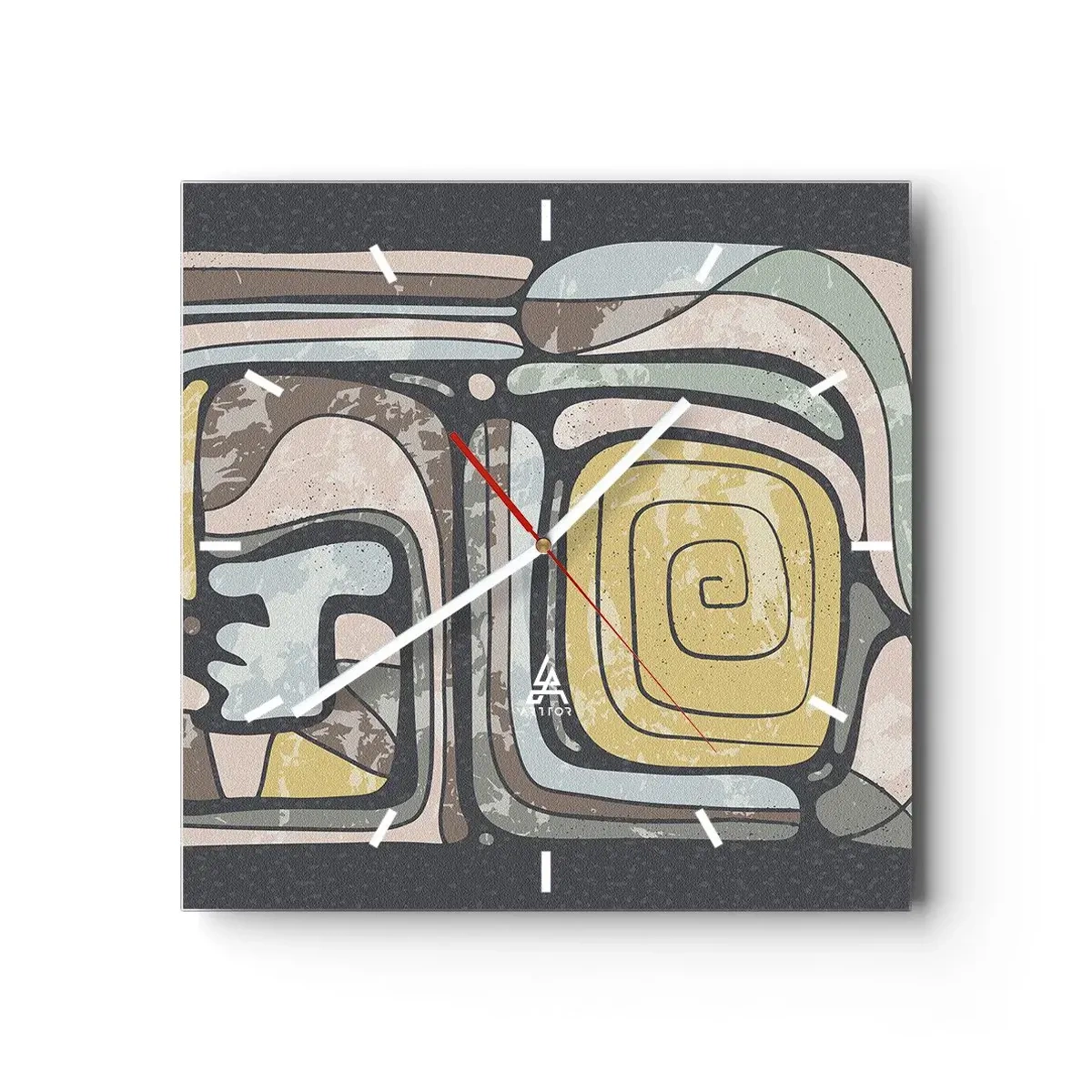 Vægur, Uret - Abstraktion i en præcolumbiansk ånd - 30x30 cm