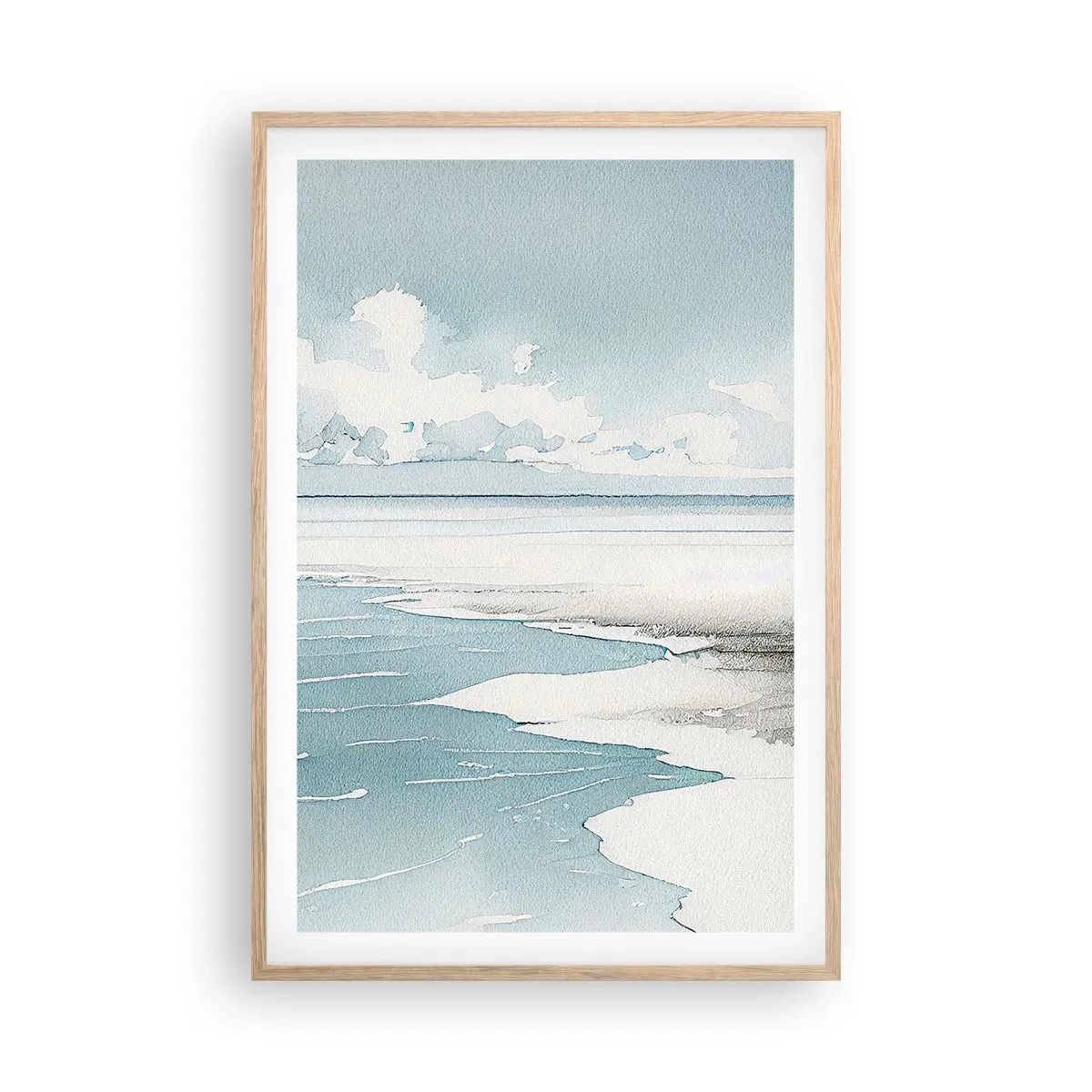 Plakat i ramme af lyst egetræ - Blidt tidevand - 61x91 cm