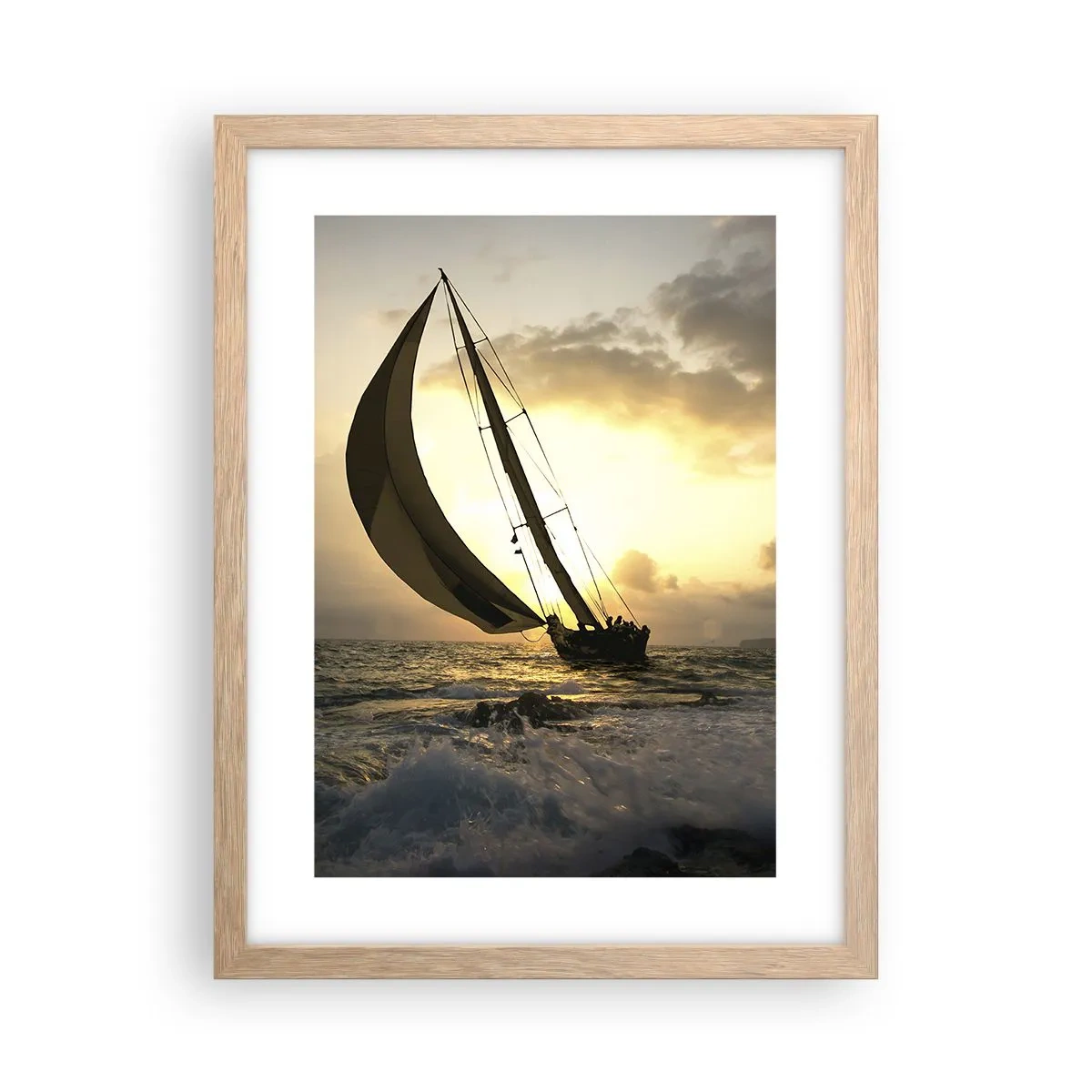 Plakat i ramme af lyst egetræ - I medvind og modvind - 30x40 cm