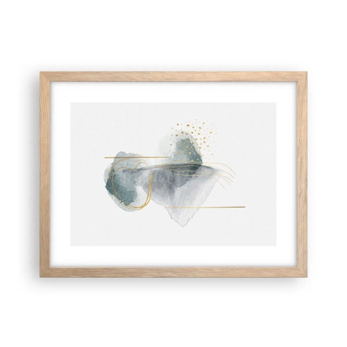 Plakat i ramme af lyst egetræ - Om forholdet mellem grå og guld - 40x30 cm